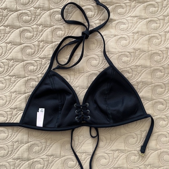 NWT Victoria’s Secret Swim Lace Up Triangle Bikini Top / BSexy / Black / Size M - Picture 5 of 14